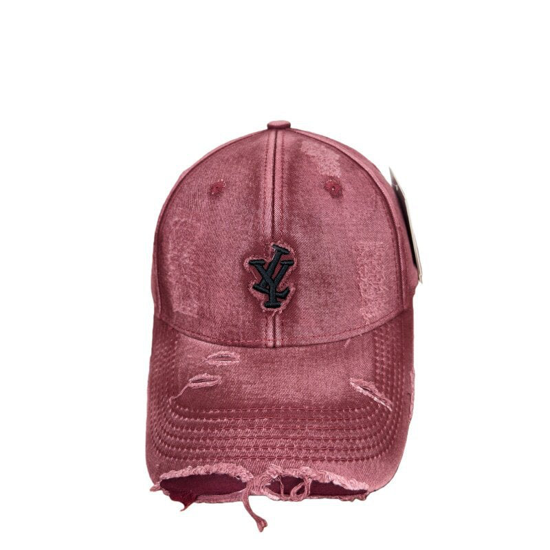 Men's Distressed Denim Adjustable Baseball Cap Bowlift