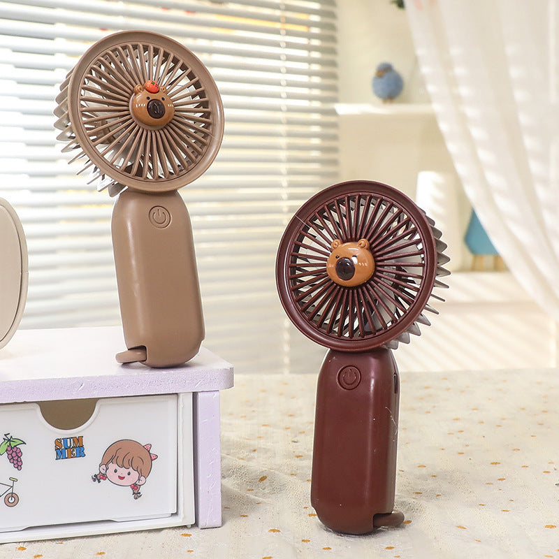 Women Portable Handheld Fan with Cute Bear Motif Bowlift