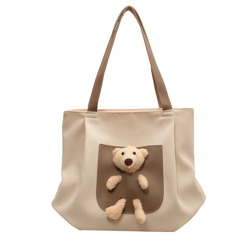 Cute Plush Bear Pocket Tote Bowlift