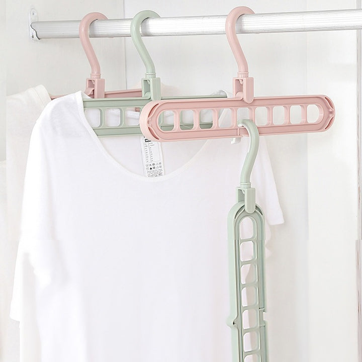 Foldable Multi-Slot Space-Saving Cascading Closet Hanger With Swivel Hook