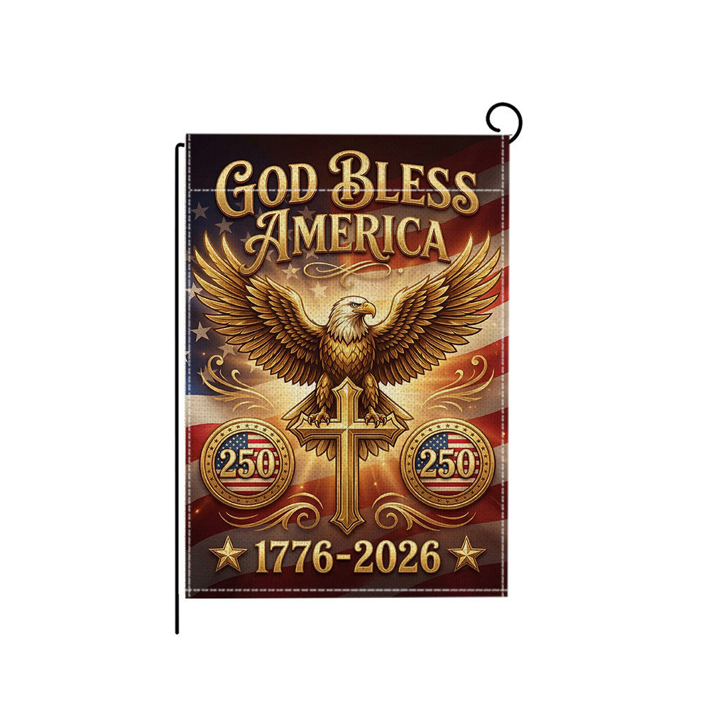 Distressed Vintage American Flag Garden Banner With Statue Of Liberty Motif Double-Sided Polyester