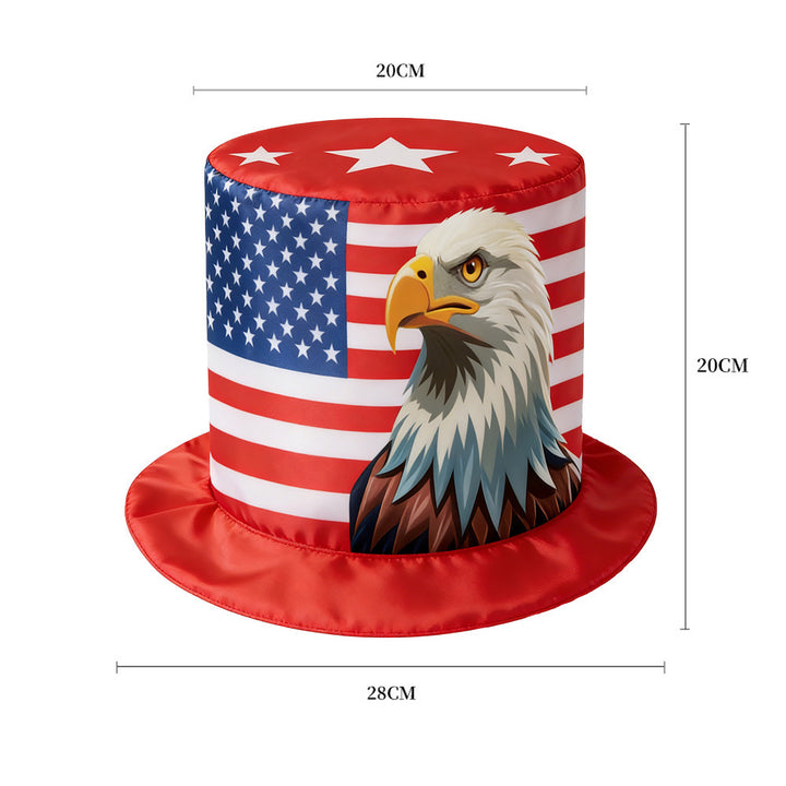 Unisex nan patriotic party top hat with all-over flag pattern and stable brim Bowlift