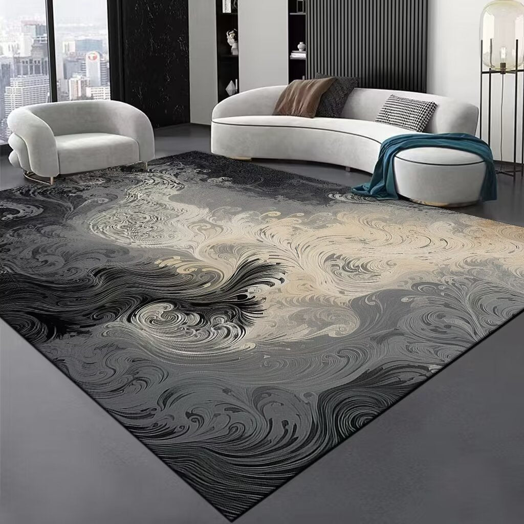 Contemporary Wave Pattern Area Rug Bowlift