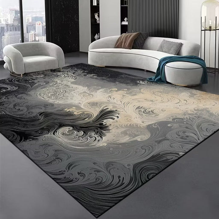 Contemporary Wave Pattern Area Rug Bowlift