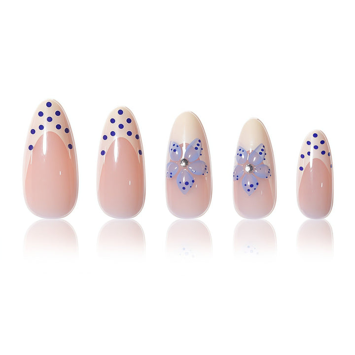 Artistic Floral White Tip Press-On Nails Bowlift