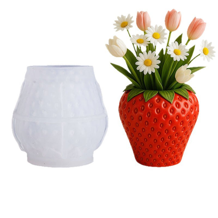 Detailed Strawberry Shaped Silicone Casting Mold For Small Planter And Resin Decor