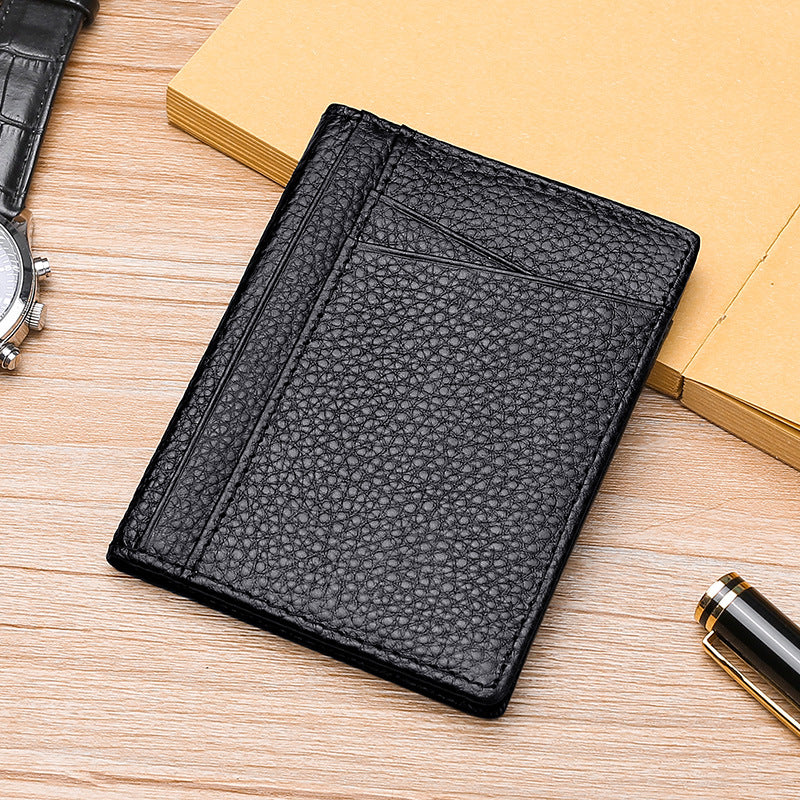 Slim Pebbled Leather Minimalist Card Wallet Bowlift