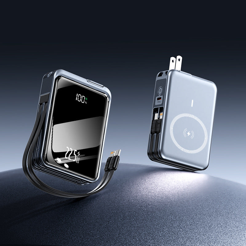 Portable power bank with integrated wireless charging function and LED display Bowlift