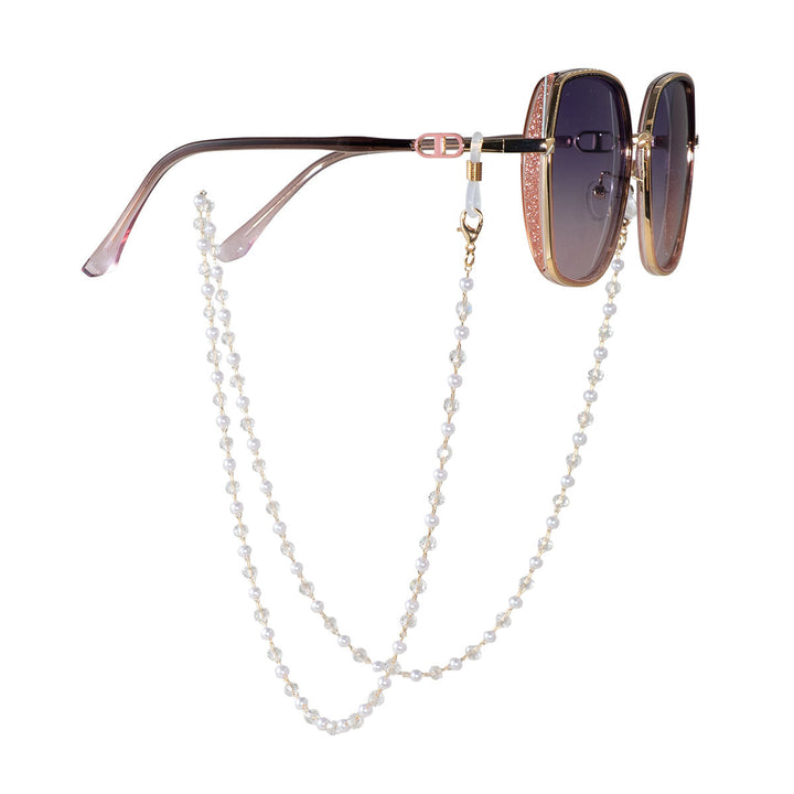 Elegant Pearl and Crystal Eyewear Chain Bowlift