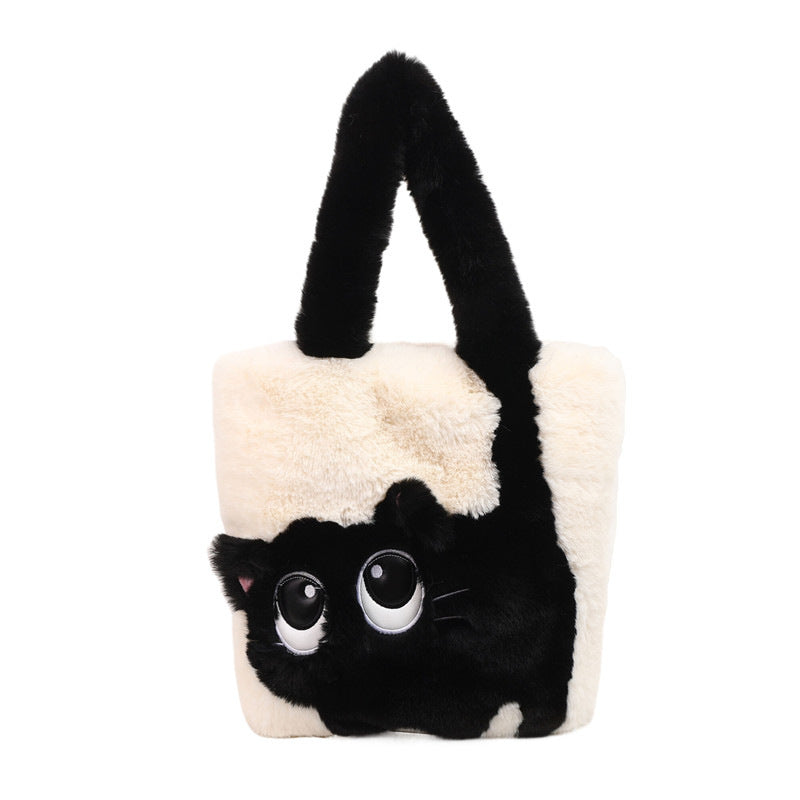 Plush shoulder bag with cat motif Bowlift