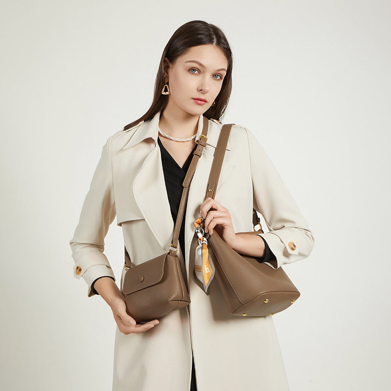 Textured Leather Bucket Bag Bowlift
