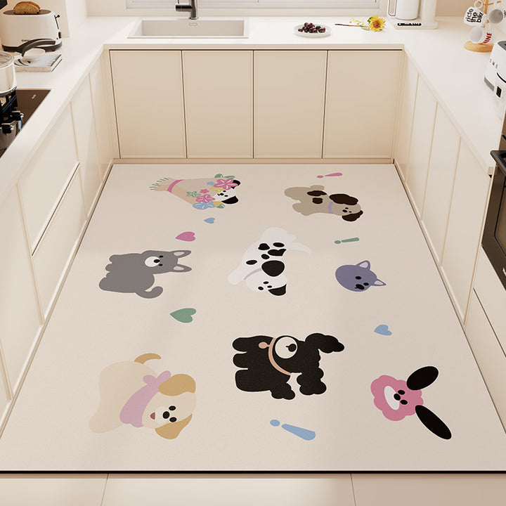 Playful Animal-Themed Non-Slip Kitchen Mat