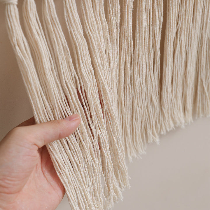 woven wall hanging with fringes and rabbit motif Bowlift