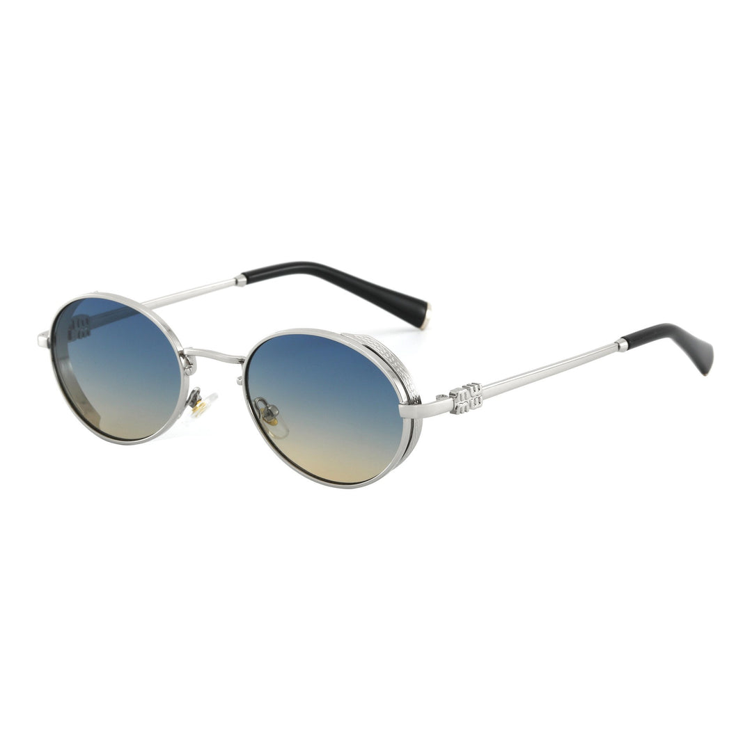 Ladies Round Designer Sunglasses with Elegant Metal Frame Bowlift