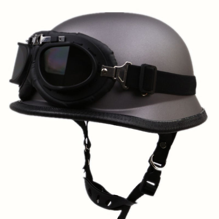 Retro Half-Style Motorcycle Helmet with Protective Goggles Bowlift