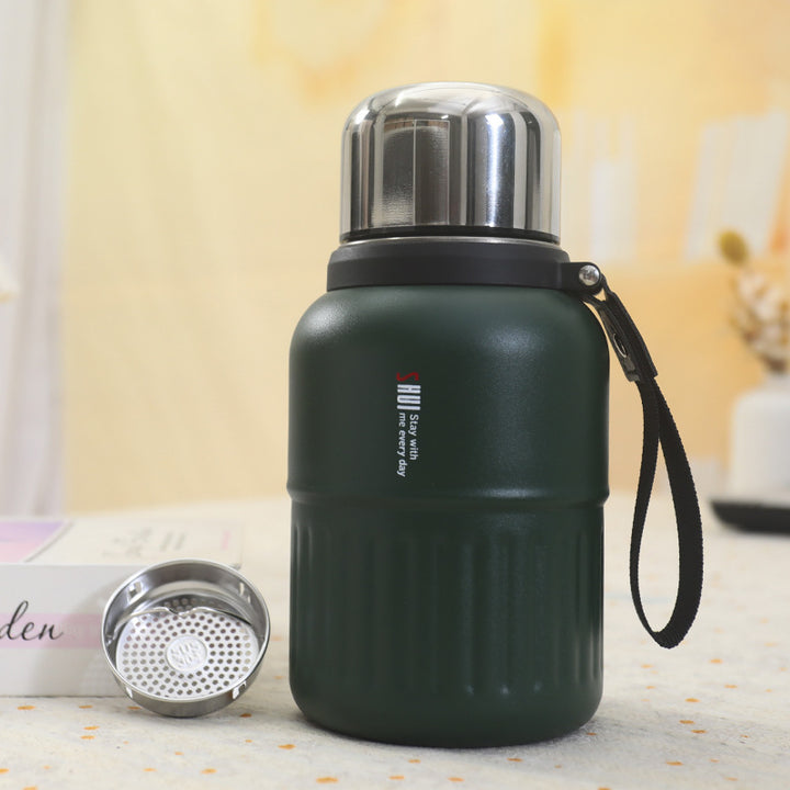 Women's Insulated Bottle with Removable Tea Strainer and Carry Strap Bowlift