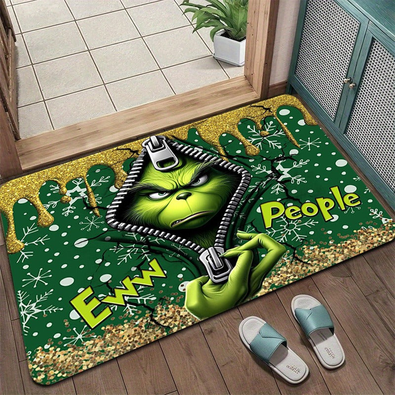 Grinch Christmas Themed Doormat Bowlift