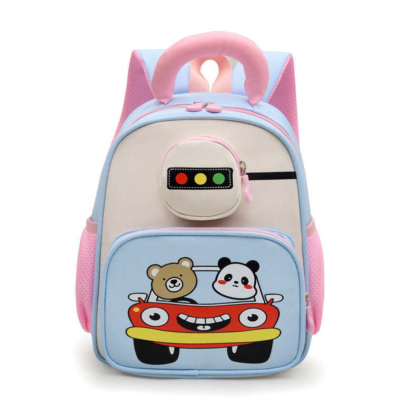Kids' Playful Animal Car-Themed School Backpack Bowlift