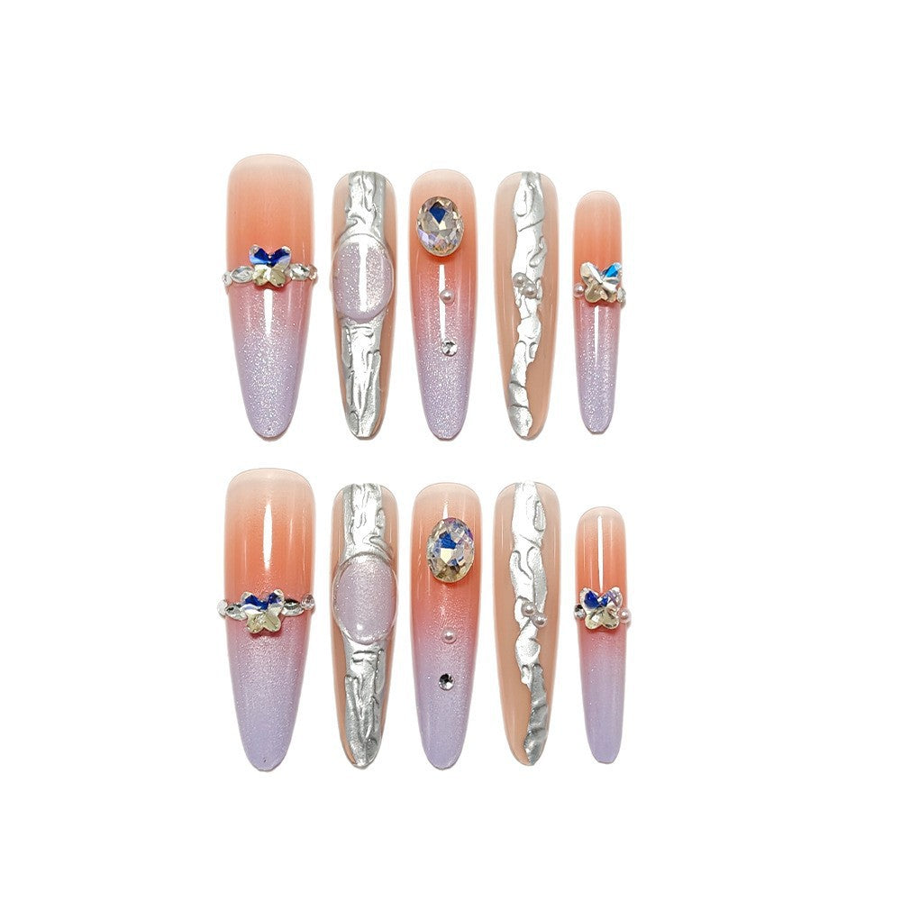 Elegant Nail Art with Rhinestone Accents Bowlift
