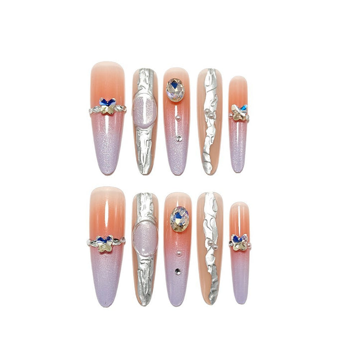 Elegant Nail Art with Rhinestone Accents Bowlift