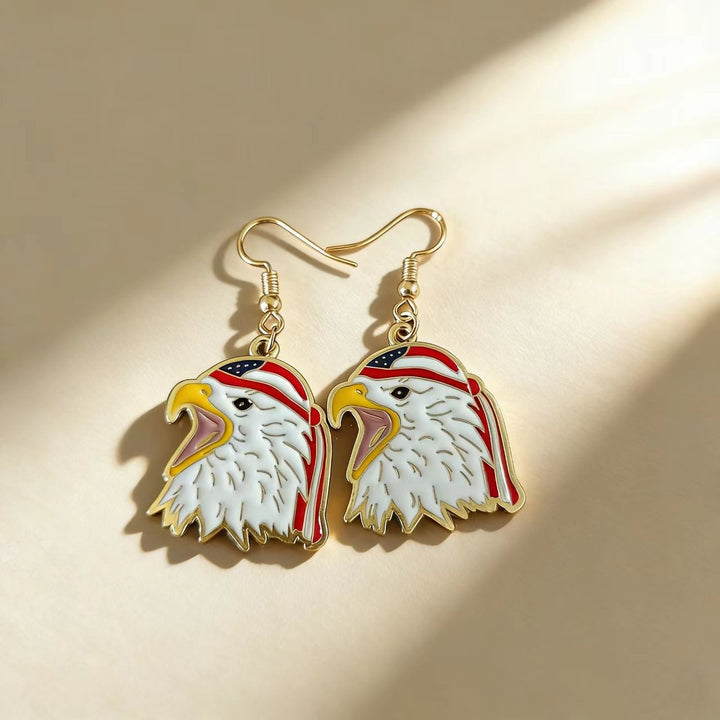 Ladies nan patriotic pearl earrings with US flag motif and fringes Bowlift