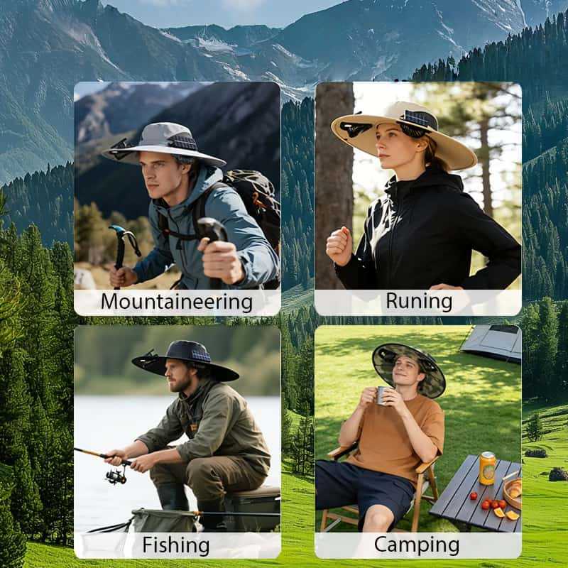 UV-Protect-Sun Hat with removable face and neck protection, integrated solar fan and breathable mesh Bowlift