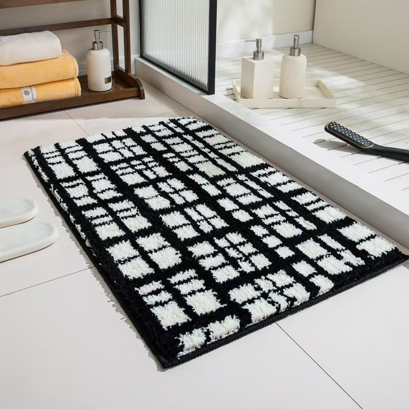 Geometric Textured Plush Bath Mat Bowlift