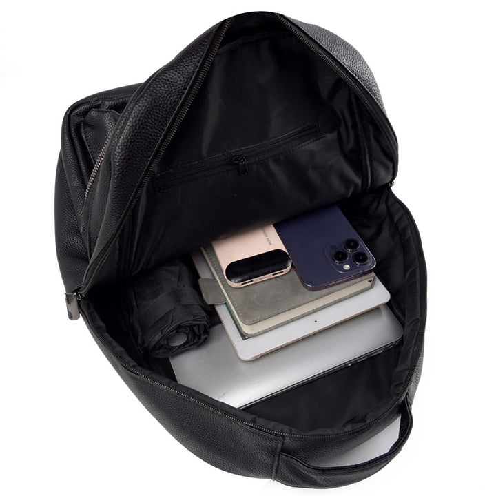 Sleek Textured Leather Backpack Bowlift