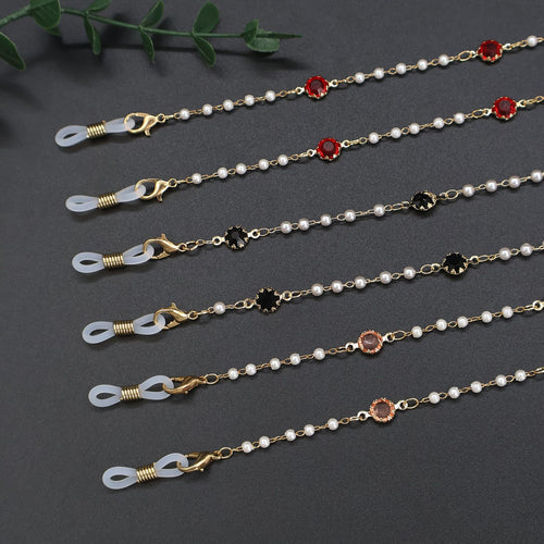 Elegant Pearl and Crystal Eyewear Chain Bowlift