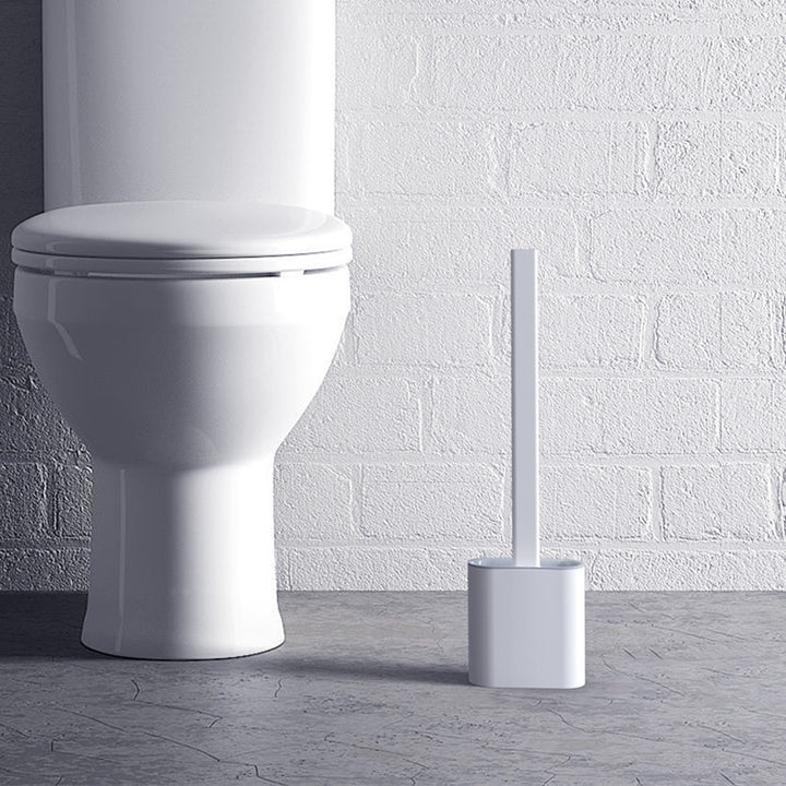 Silicone Toilet Brush Set With Anti-Splash Holder And Long Ergonomic Handle