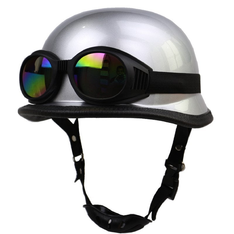 Vintage Motorcycle Helmet with Protective Goggles Bowlift