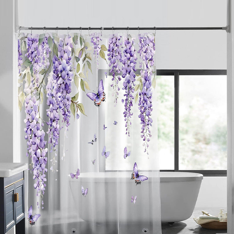 Floral Wisteria Shower Curtain Bowlift