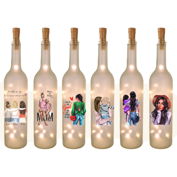 Decorative Frosted Glass Bottle Vase With Fashion Collage Decal