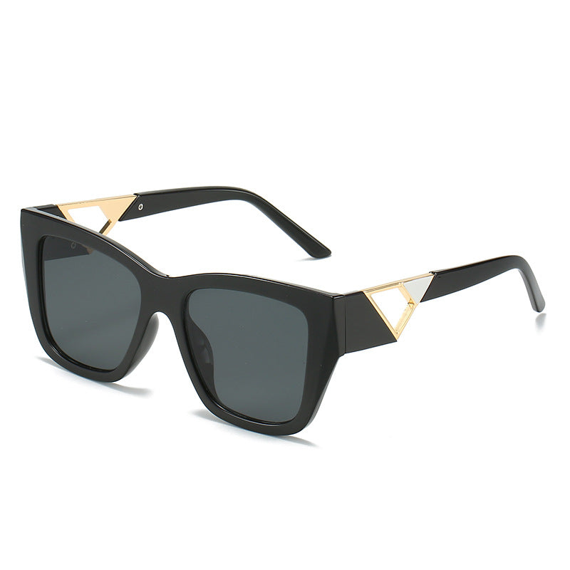 Women's Oversized Sunglasses with Modern Geometric Design and Elegant Metal Accent Bowlift