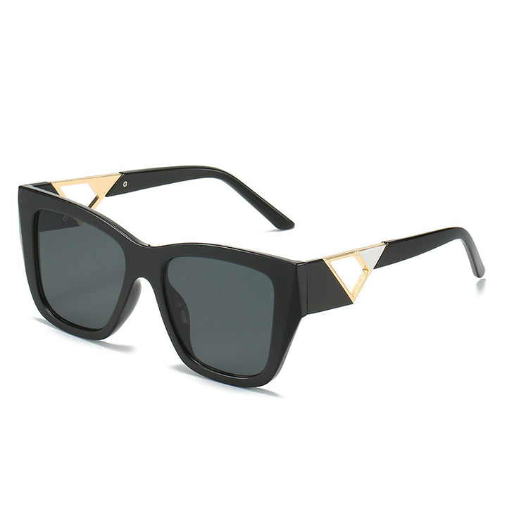 Women's Oversized Sunglasses with Modern Geometric Design and Elegant Metal Accent Bowlift