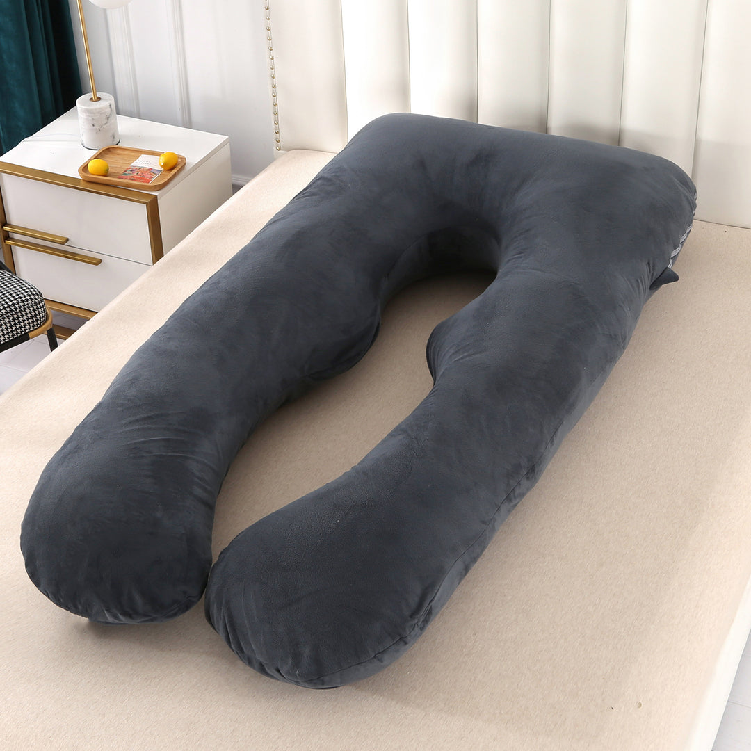 full-body U-shaped pregnancy support pillow with ergonomic lumbar and hip contour and removable breathable cover Bowlift
