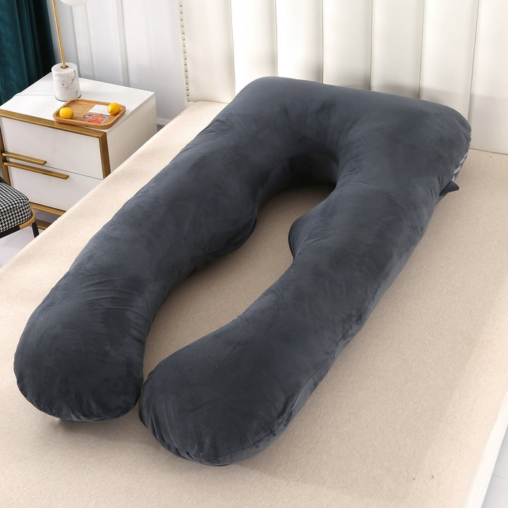 full-body U-shaped pregnancy support pillow with ergonomic lumbar and hip contour and removable breathable cover Bowlift
