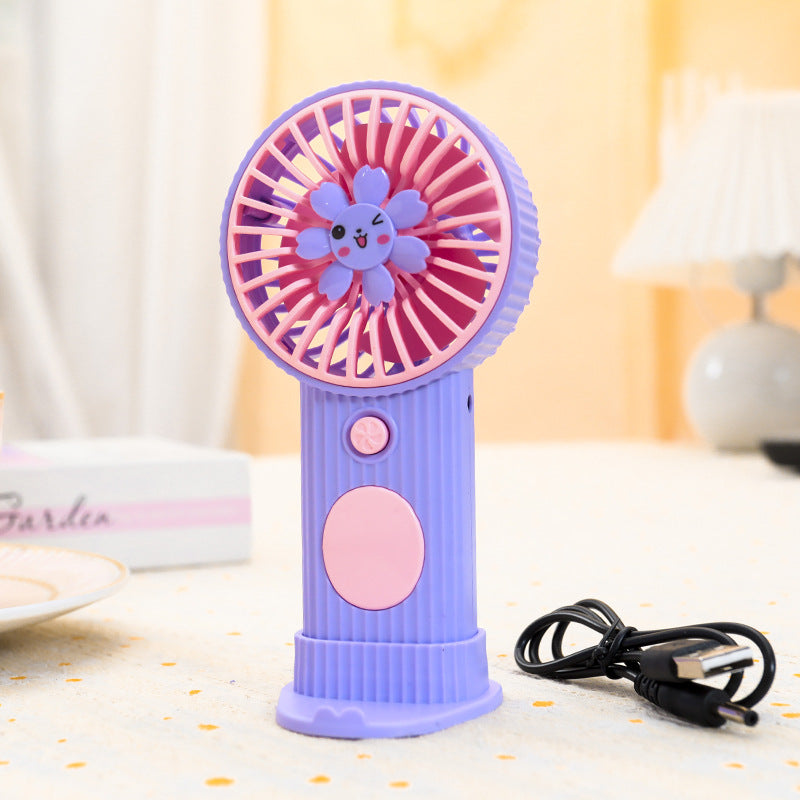 Ladies Compact Hand Fan with Flower Motif Bowlift