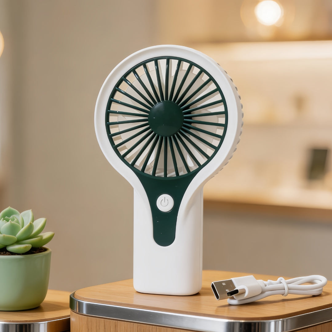 Portable USB Hand Fan with Ergonomic Handle and Variable Speed Control Bowlift