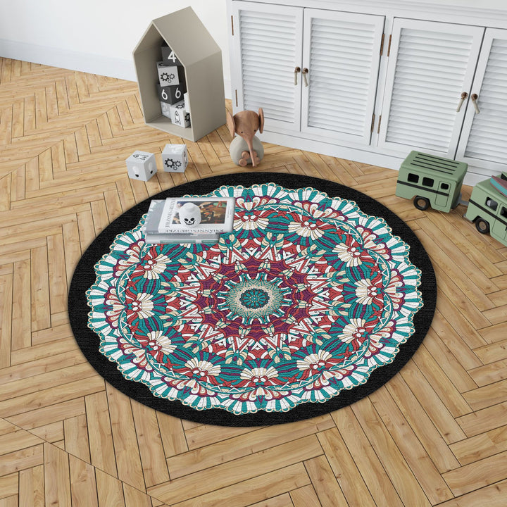 Mandala Print Round Area Rug Bowlift