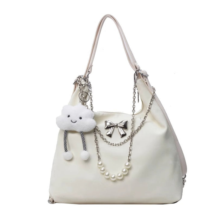 Fashionable handbag with unique pendant and chain accents Bowlift