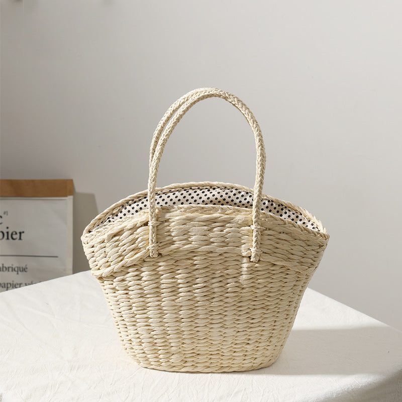 Braided beach bag with dotted inner pocket Bowlift