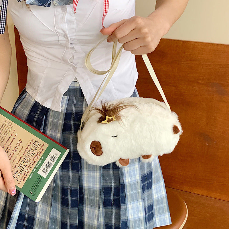 Plush Shoulder Bag with Cute Animal Design Bowlift
