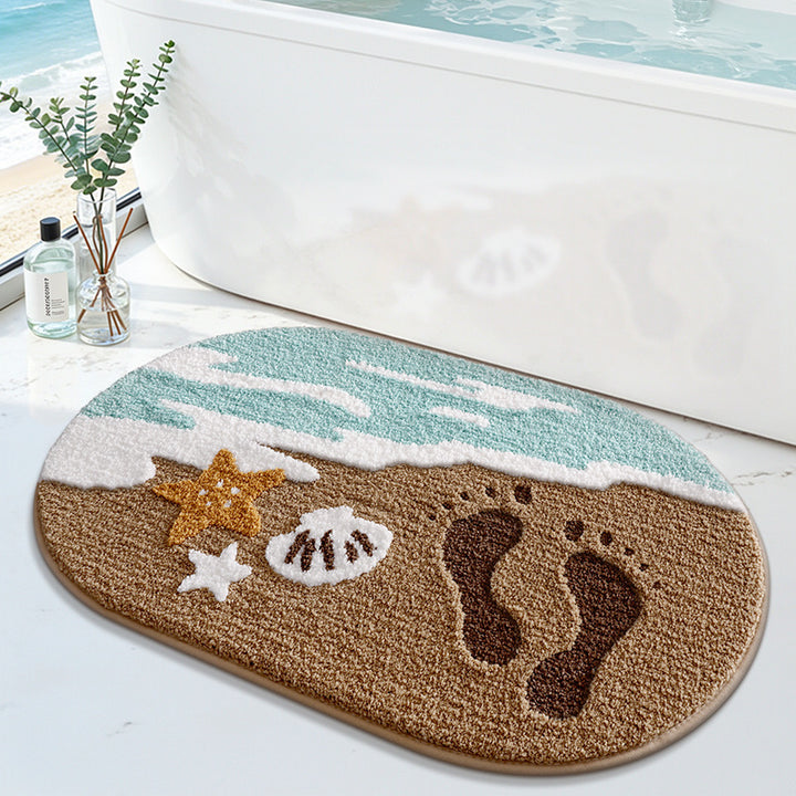 Floral Design Memory Foam Bath Mat Bowlift