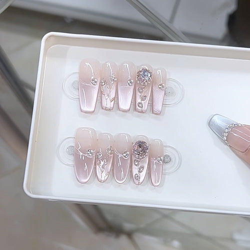 Elegant Decorative Press-On Nail Design Bowlift