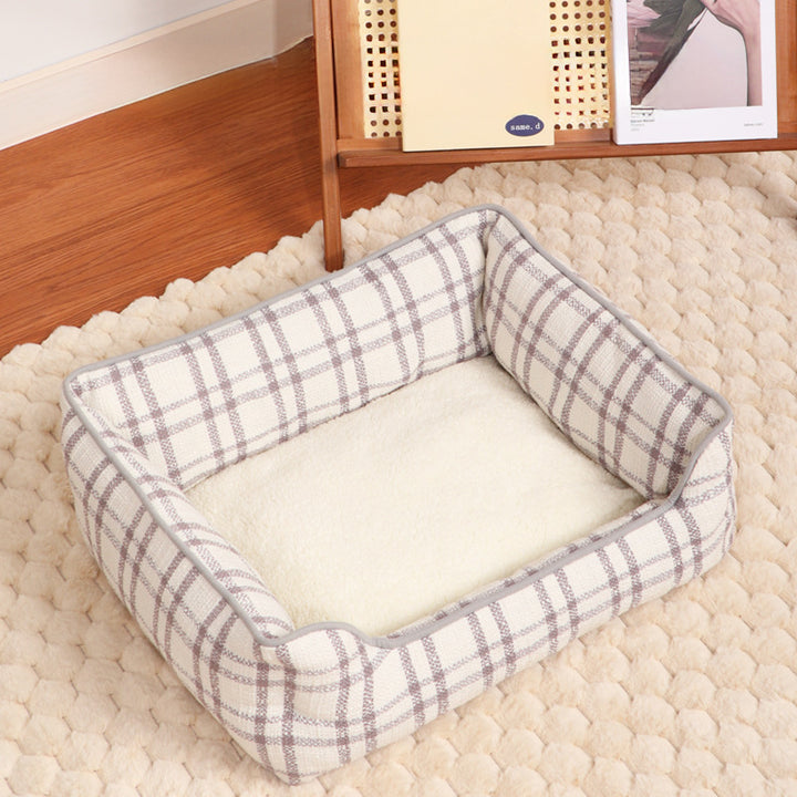 Cozy Plaid Dog Bed