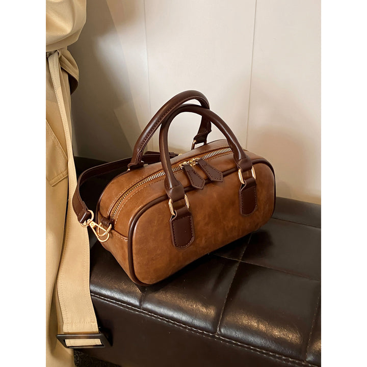 Compact Leather Handheld Satchel Bowlift