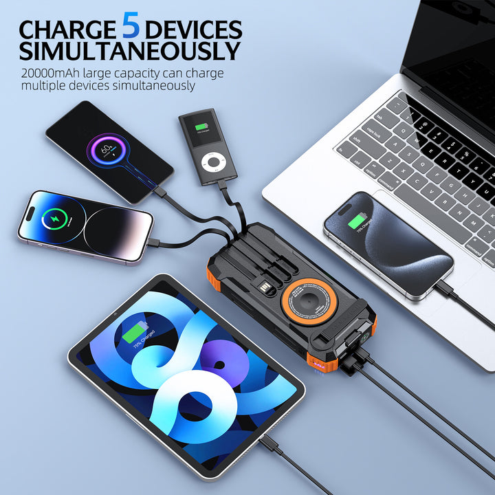 Outdoor Powerbank with solar charging function and integrated LED lamp Bowlift