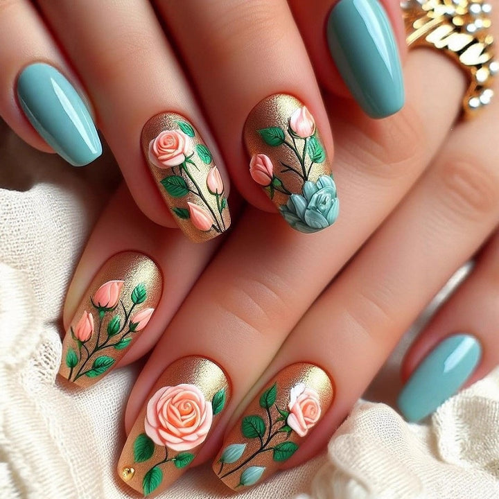 Artificial nails in elegant French tip design Bowlift