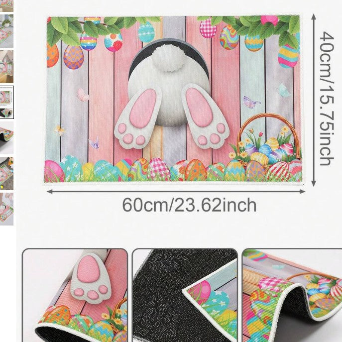 Decorative Bunny Print Runner Mat Bowlift